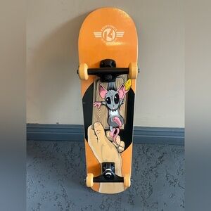 Kryptonics Skateboard - Orange with Mouse Design